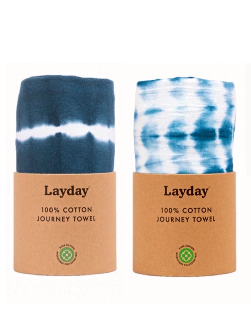 Set of 2 Layday Hand Dyed 100% Cotton Towels, NEW